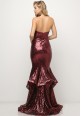 Sequins ruffled Gown With Slit